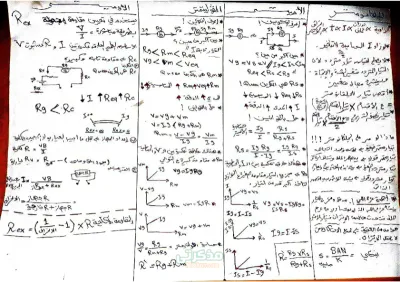 اجهزة القياس الكهربائية في ورقة واحدة لمادة الفيزياء للصف الثالث الثانوي الترم الأول PDF