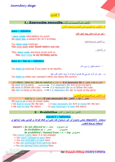 شرح مبسط لقواعد اللغة الإنجليزية وأسئلة للمرحلة الثانوية الصف الثالث الثانوي PDF