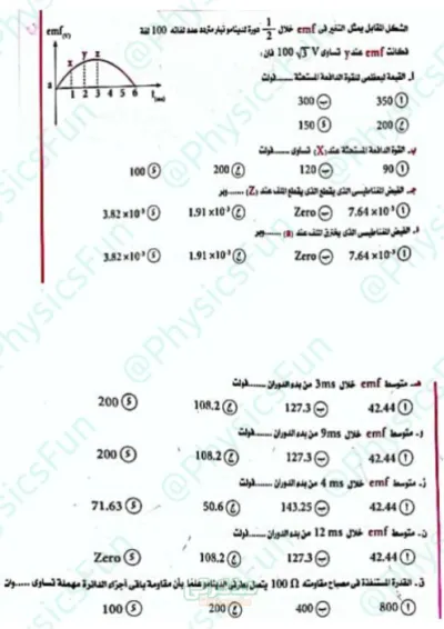 حل سؤال الدينامو في الفيزياء ثالثة ثانوي PDF