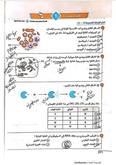 حل 10 اختبارات عامة على الأحياء أولى ثانوي ترم أول PDF