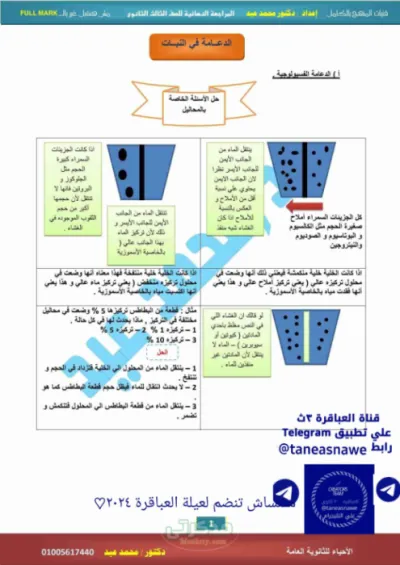 ملخص وافي جدا لفصل الدعامة والحركة بالرسومات في الأحياء للثانوية العامة PDF
