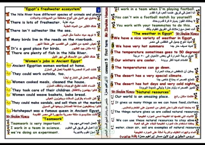 ملخص لمنهج الانجليزي كونكت بالكامل في عشر ورقات للصف الخامس الابتدائي الترم الاول PDF