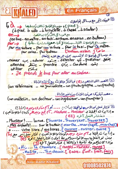 اهم تركات منهج اللغه الفرنسيه للصف الثاني الثانوي ف pdf واحد PDF