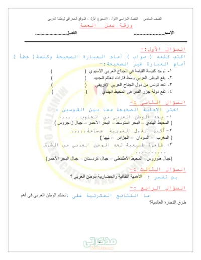 مذكره تربيه دينيه الصف السادس الابتدائي الترم الاول PDF