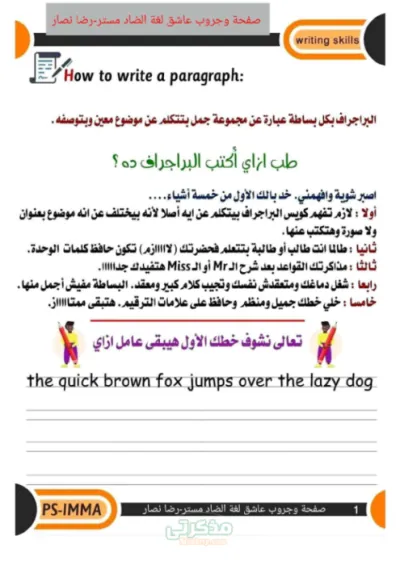 مذكره مبسطه وسهله لتوضيح طريقه كتابه البرجراف واسئله عليهاللمرحله الابتدائيه للصفوف الرابع والخامس والسادس PDF