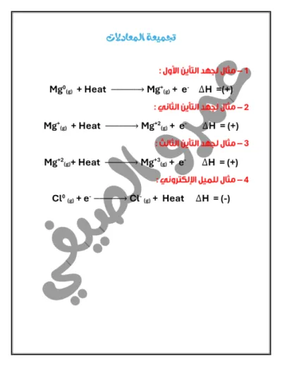كبسوله المعادلات و التحويلات للباب الثاني في 6 ورقات لماده الكيمياء للصف الثالث الثانوي PDF