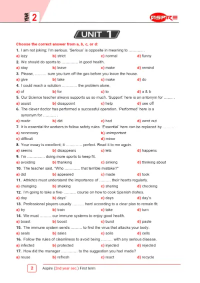 ملخص اهم الاسئلة في مادة اللغة الإنجليزية للصف الثاني الثانوي الترم الأول PDF