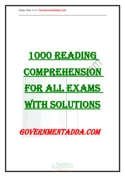 1000 قطعه فهم من جميع الامتحانات بالإجابات لماده اللغه الانجليزيه الصف الثالث الثانوي PDF