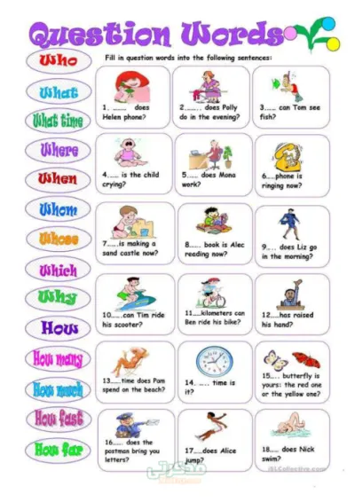 شرح ادوات الاستفهام لماده اللغه الانجليزيه كونكت للصف الرابع الابتدائي الترم الاول PDF