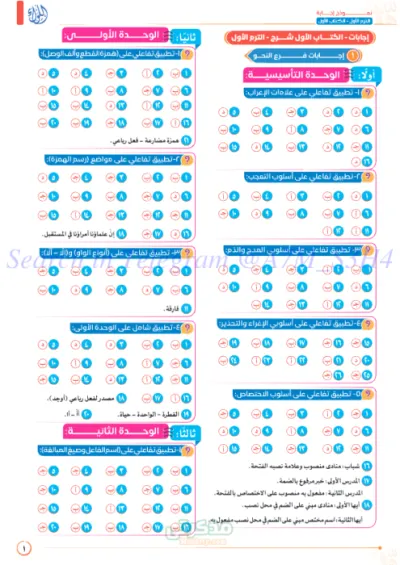 اجابات مذكره رضا الفاروق الجزء الاول لماده اللغه العربيه للصف الثالث الثانوي PDF