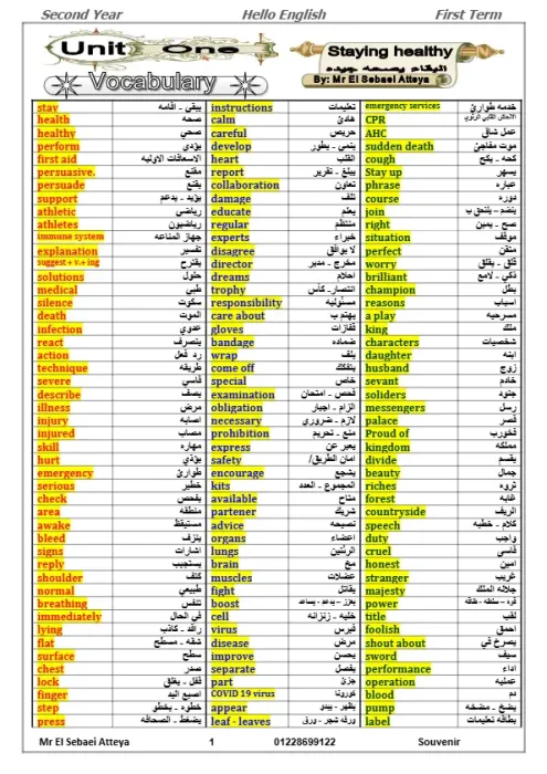 مذكرة شرح متميزة الإنجليزي لتانية ثانوي ترم ثاني جميع الوحدات PDF