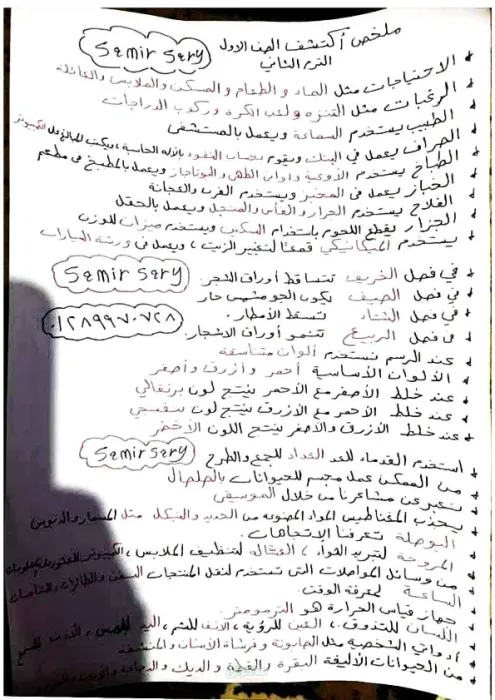 صفحتين تلخيص لمادة اكتشف مع اختبار تقيم مبدئي للصف الاول الابتدائي الترم الثاني PDF