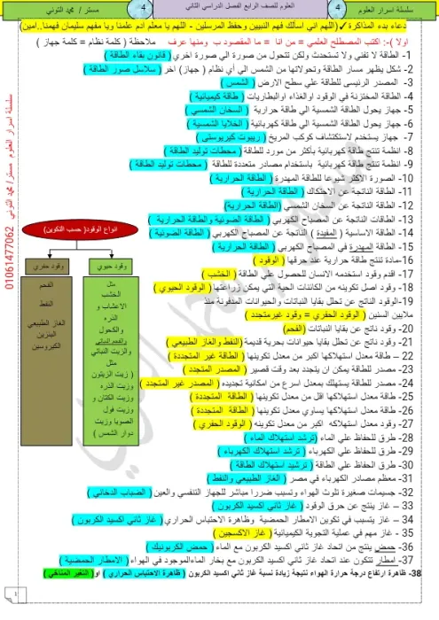 بالاجابات ملخص العلوم مع مستر محمد التوني الصف الرابع الترم الثاني PDF