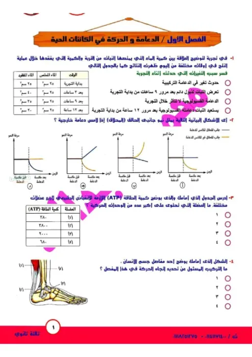تجميعة أسئلة الامتحانات السابقة لمادة الاحياء للصف الثالث الثانوي PDF
